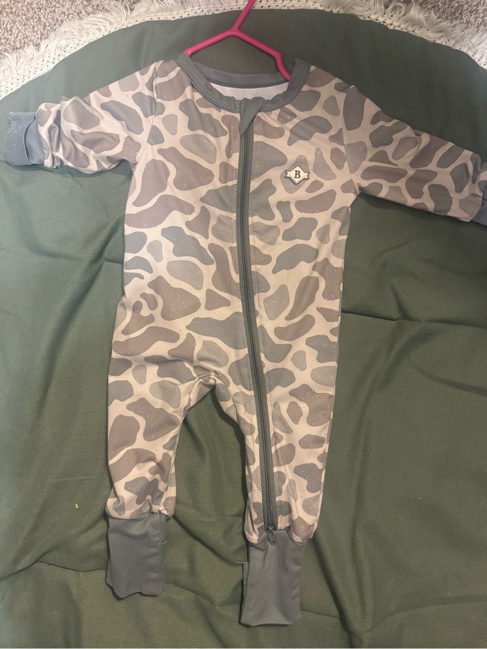 Burlebo Footed One-Piece in Gray Camo - rand